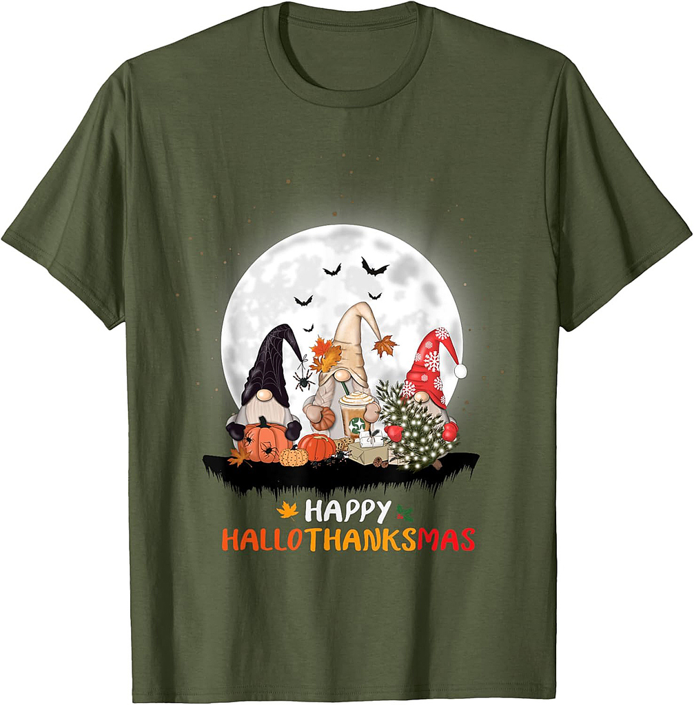happy hallothanksmas Halloween Thanksgiving Christmas T-Shirt