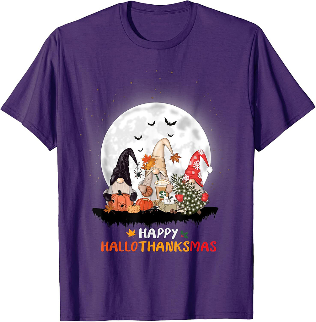 happy hallothanksmas Halloween Thanksgiving Christmas T-Shirt