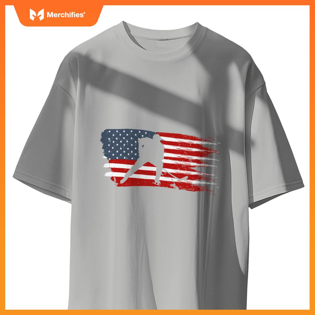 Hockey usa flag american flag patriotic ice hockey T-Shirt