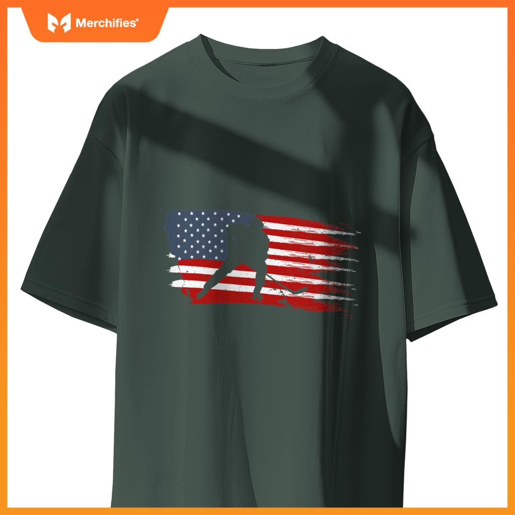Hockey usa flag american flag patriotic ice hockey T-Shirt