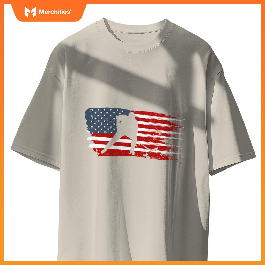 Hockey usa flag american flag patriotic ice hockey T-Shirt