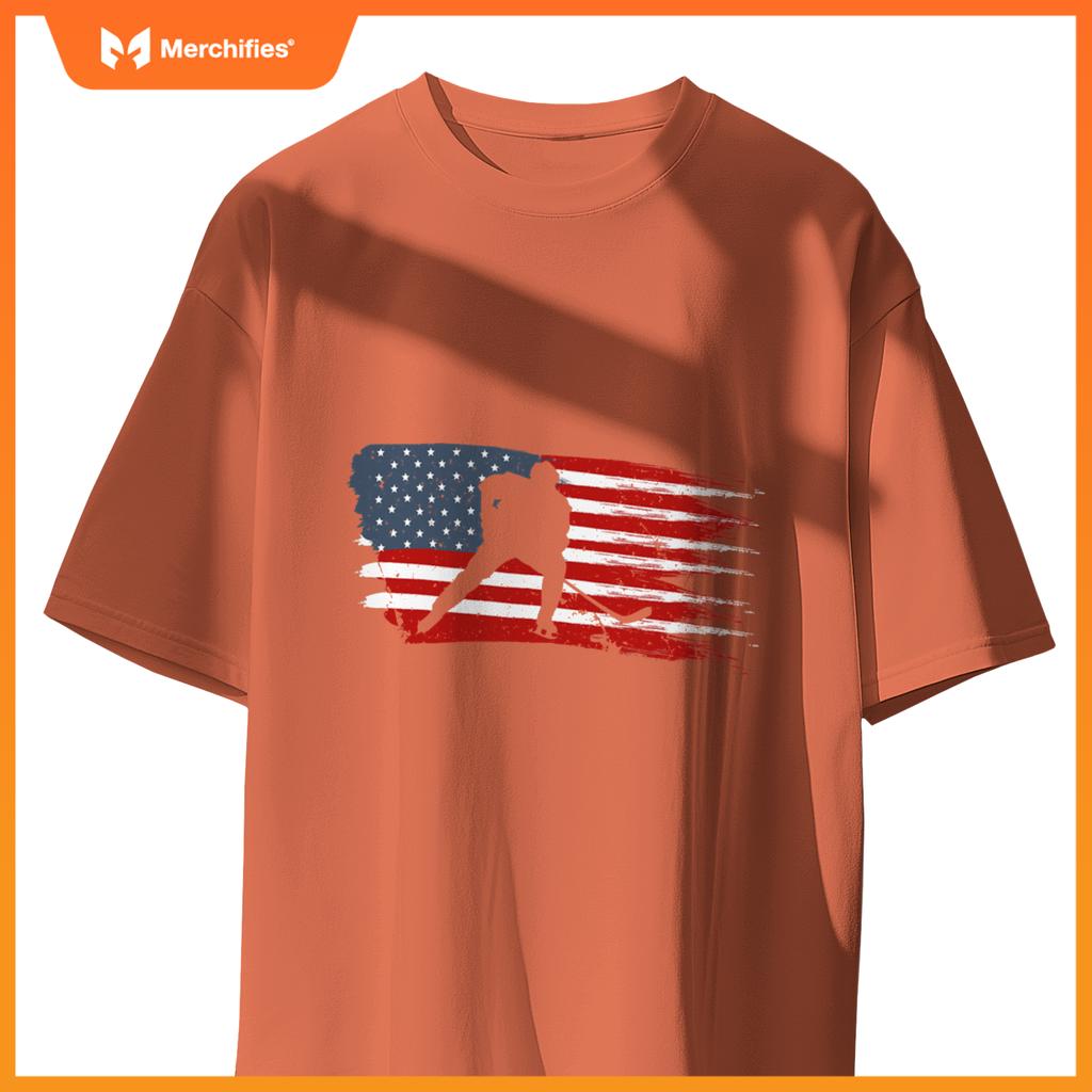 Hockey usa flag american flag patriotic ice hockey T-Shirt