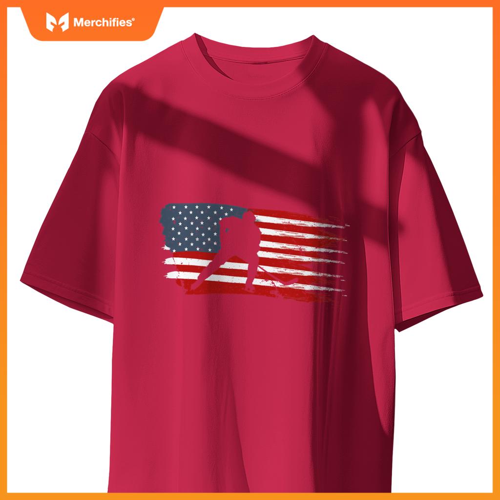 Hockey usa flag american flag patriotic ice hockey T-Shirt