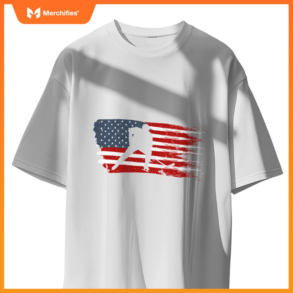 Hockey usa flag american flag patriotic ice hockey T-Shirt