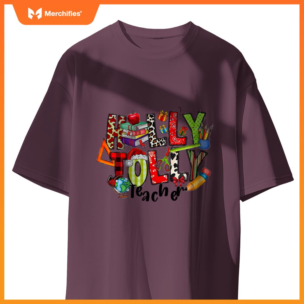 Holly xmas jolly teacher elements christmas teaching pajama