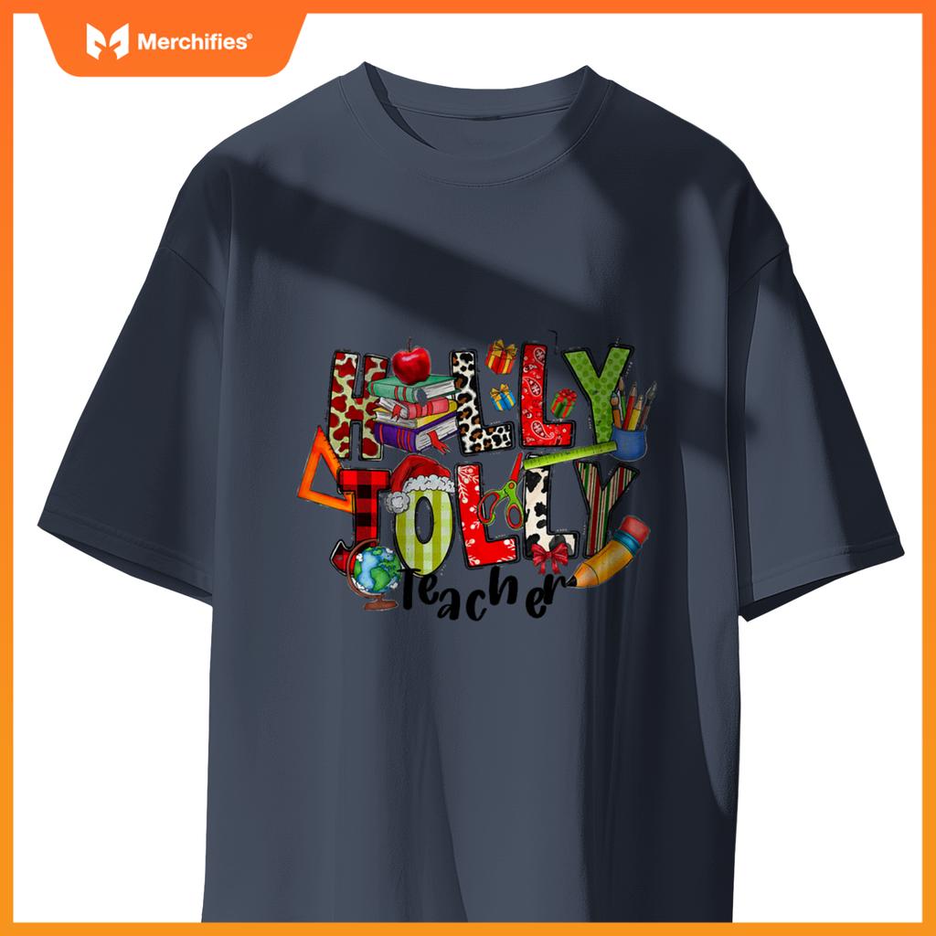 Holly xmas jolly teacher elements christmas teaching pajama