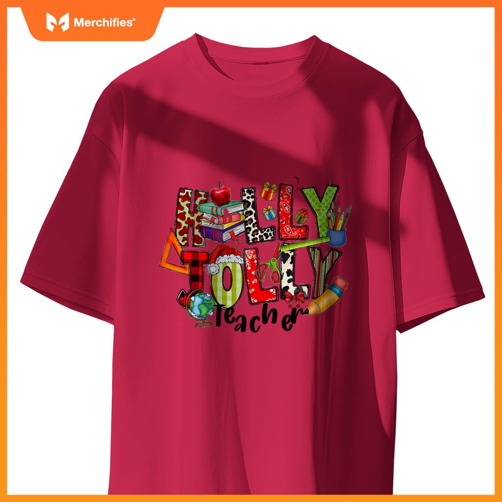 Holly xmas jolly teacher elements christmas teaching pajama