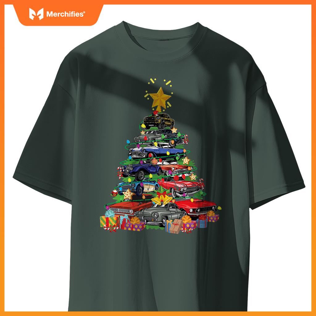Hotrods  Muscle Car Christmas Tree Kids Toddlers T-Shirt