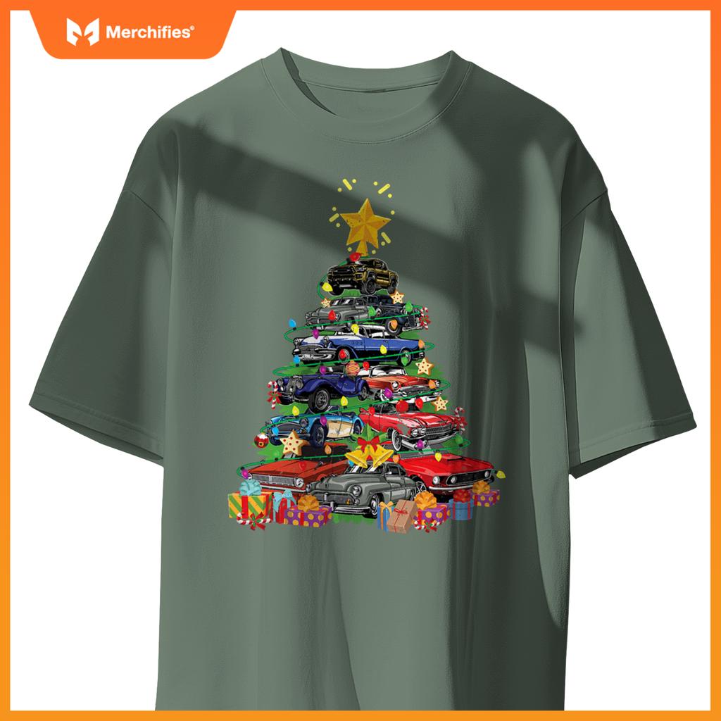 Hotrods  Muscle Car Christmas Tree Kids Toddlers T-Shirt