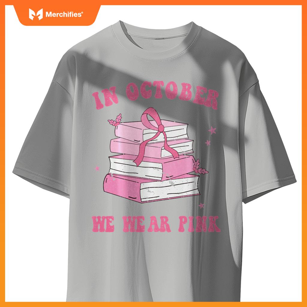 In october we wear pink book teacher leopard breast cancer