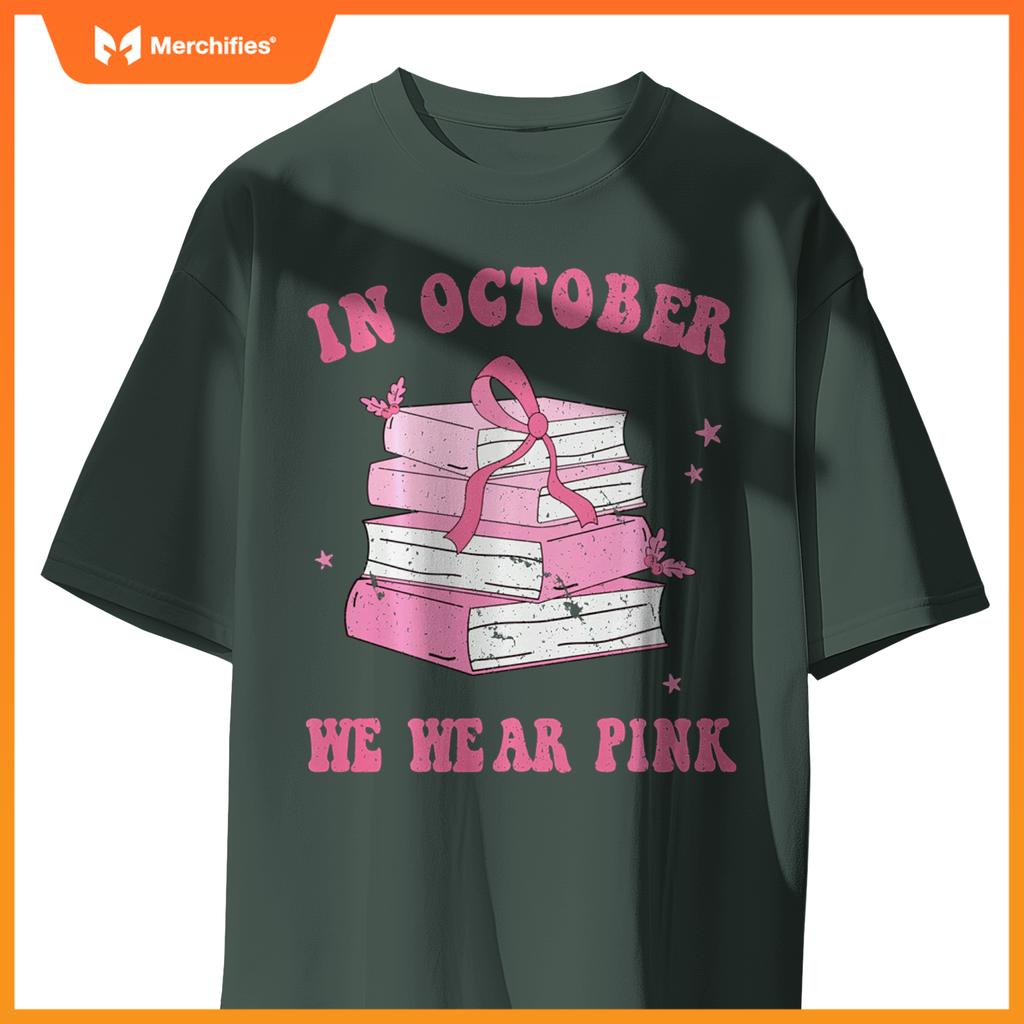 In october we wear pink book teacher leopard breast cancer