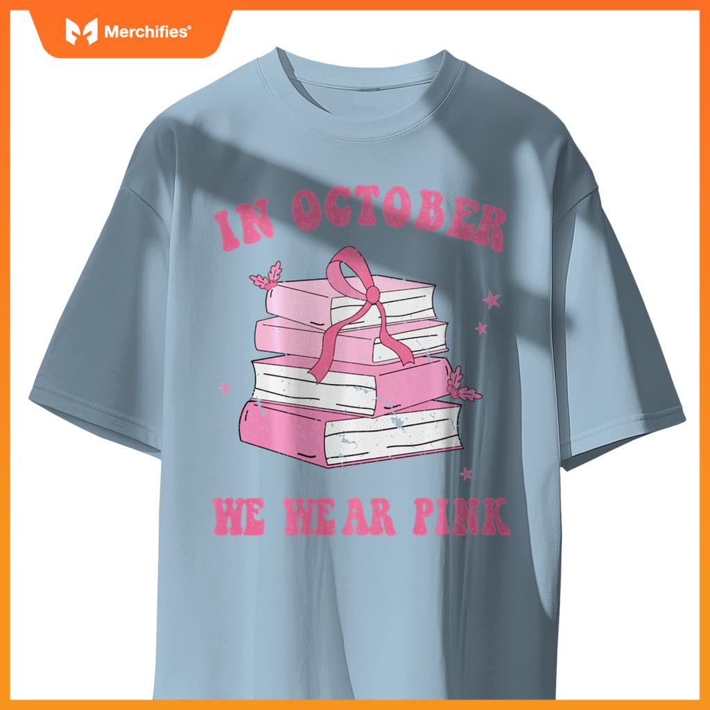 In october we wear pink book teacher leopard breast cancer
