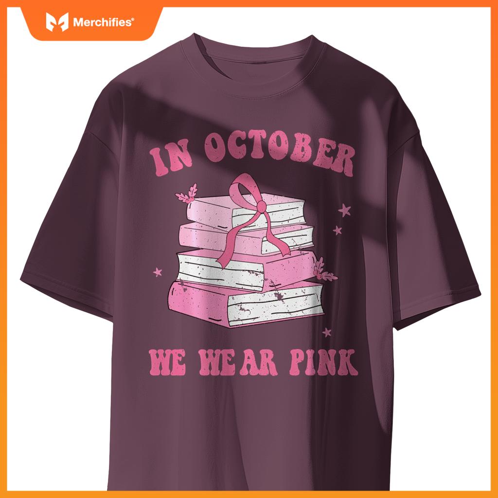 In october we wear pink book teacher leopard breast cancer