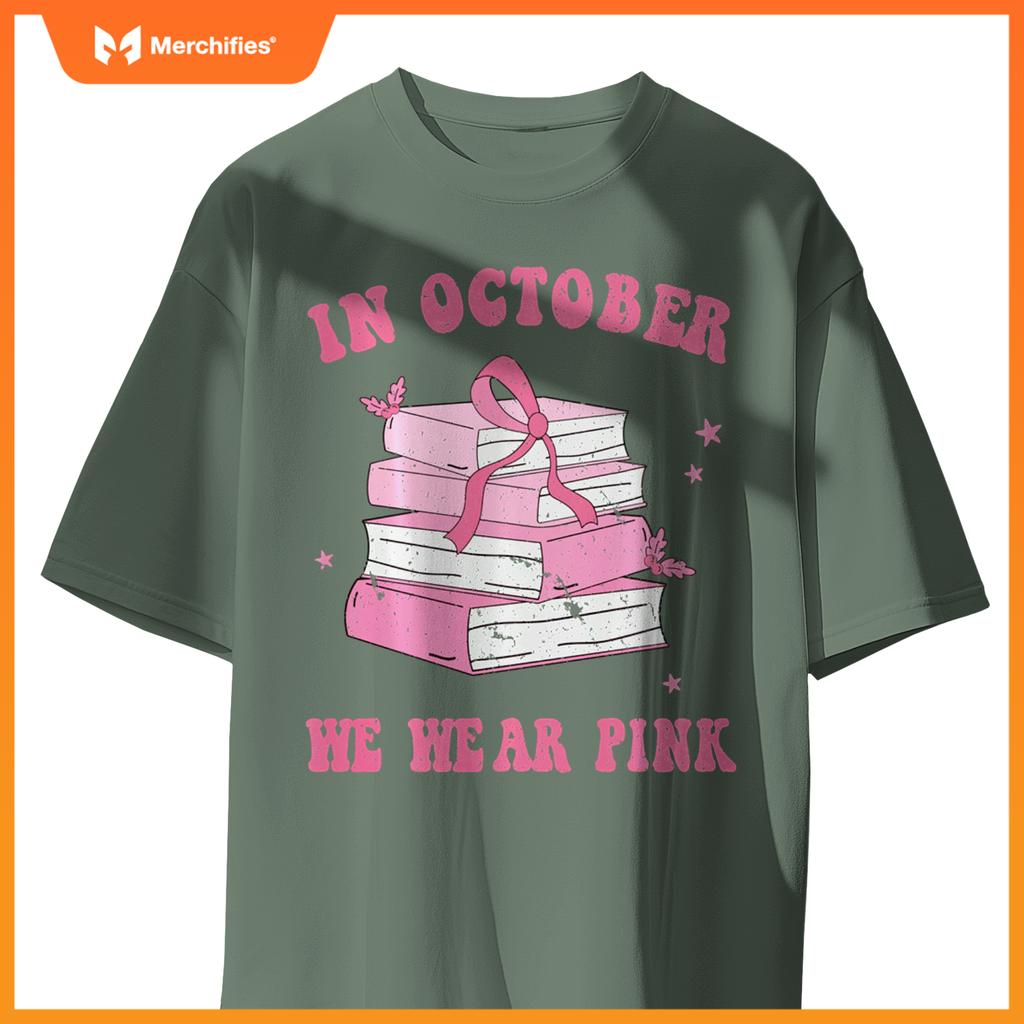 In october we wear pink book teacher leopard breast cancer