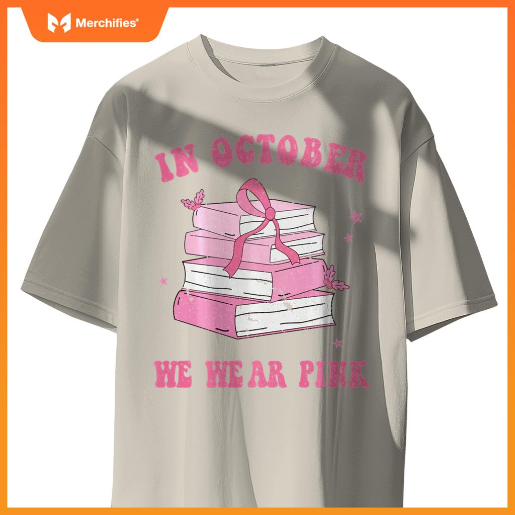 In october we wear pink book teacher leopard breast cancer