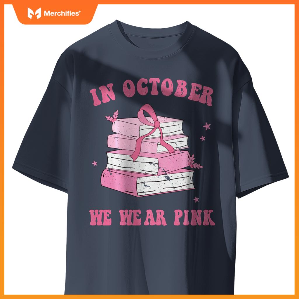 In october we wear pink book teacher leopard breast cancer