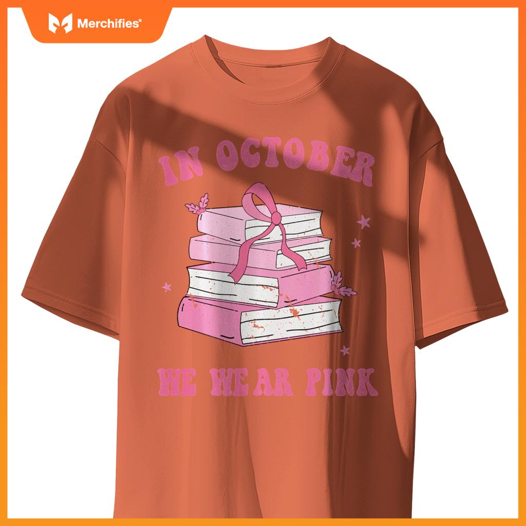 In october we wear pink book teacher leopard breast cancer