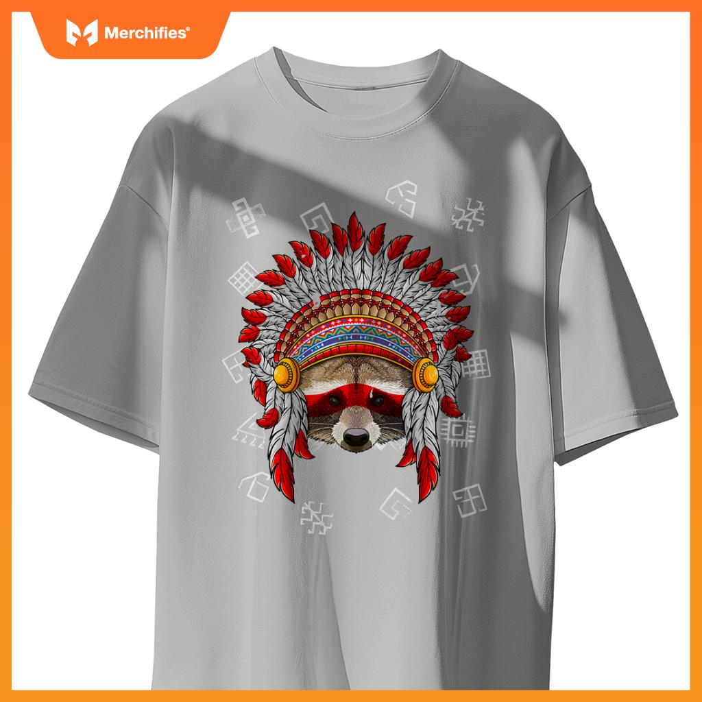 Indigenous Raccoon Native American Indian Head T-Shirt