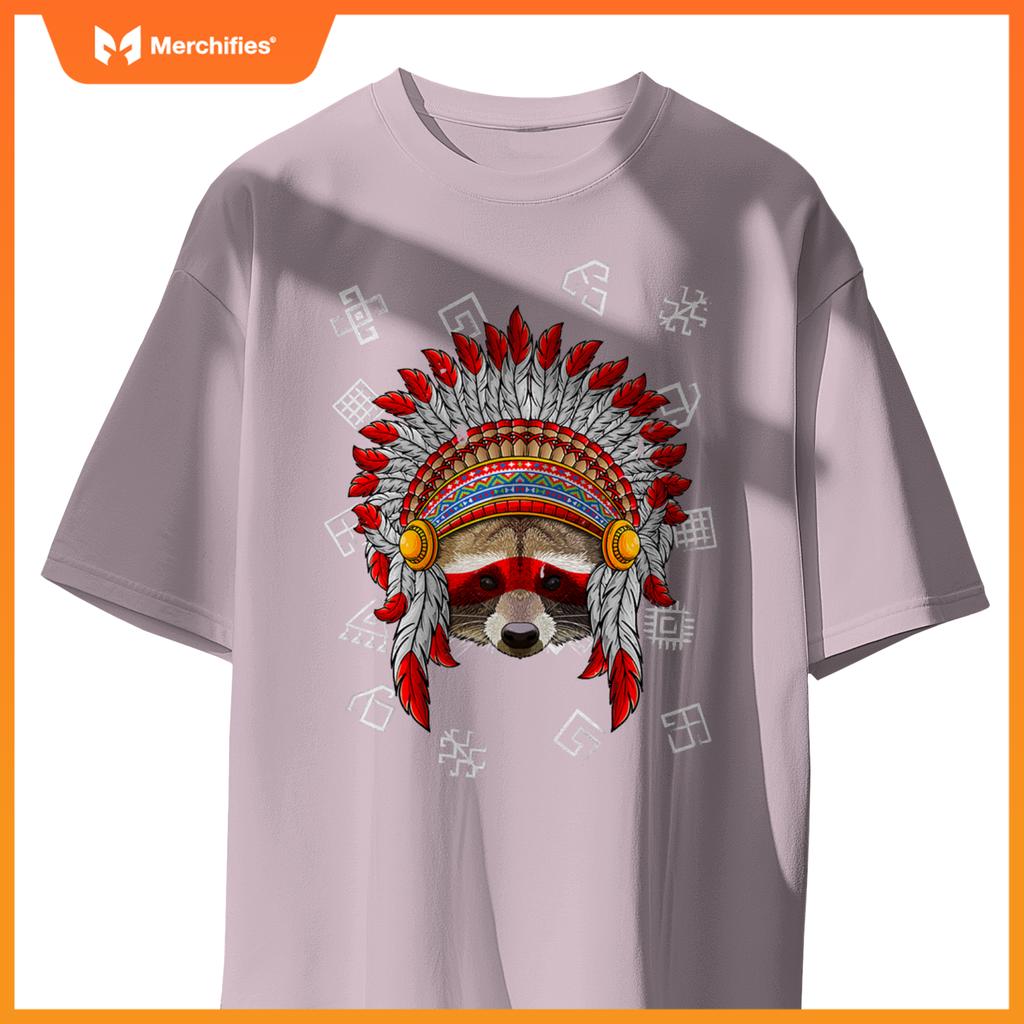 Indigenous Raccoon Native American Indian Head T-Shirt
