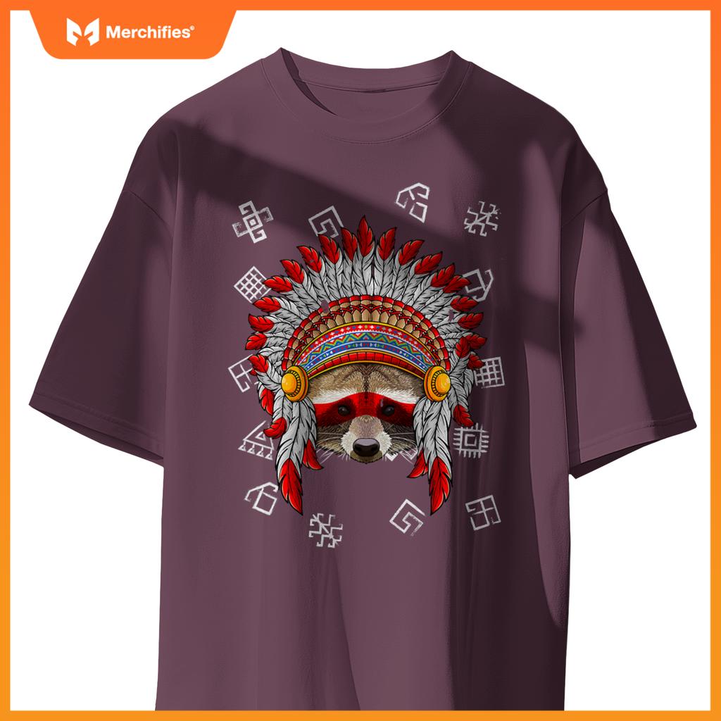Indigenous Raccoon Native American Indian Head T-Shirt
