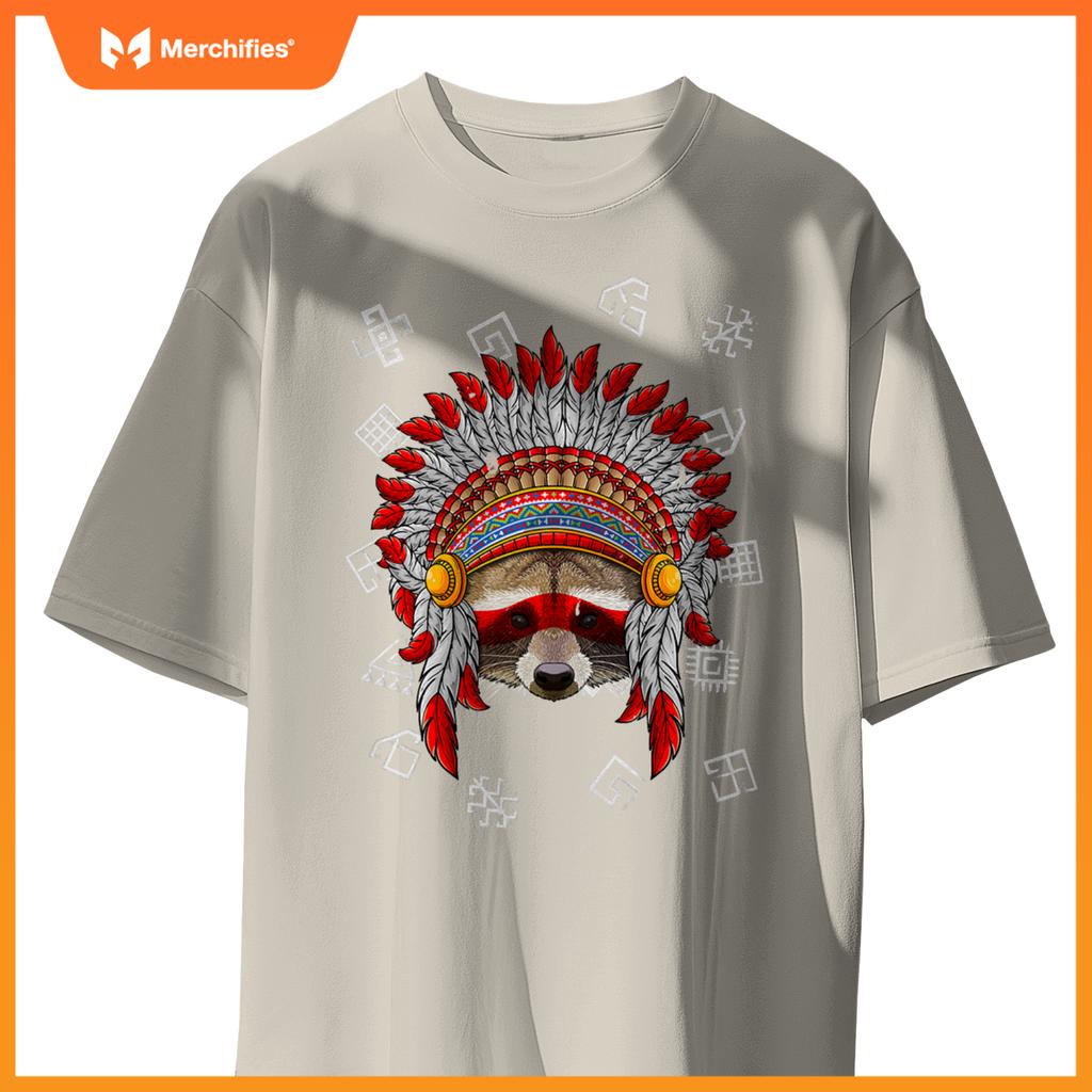 Indigenous Raccoon Native American Indian Head T-Shirt