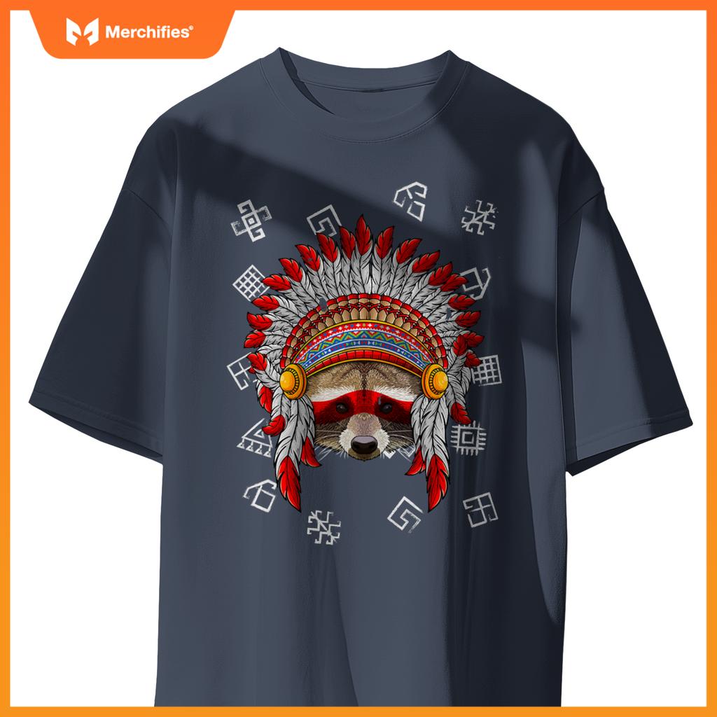 Indigenous Raccoon Native American Indian Head T-Shirt