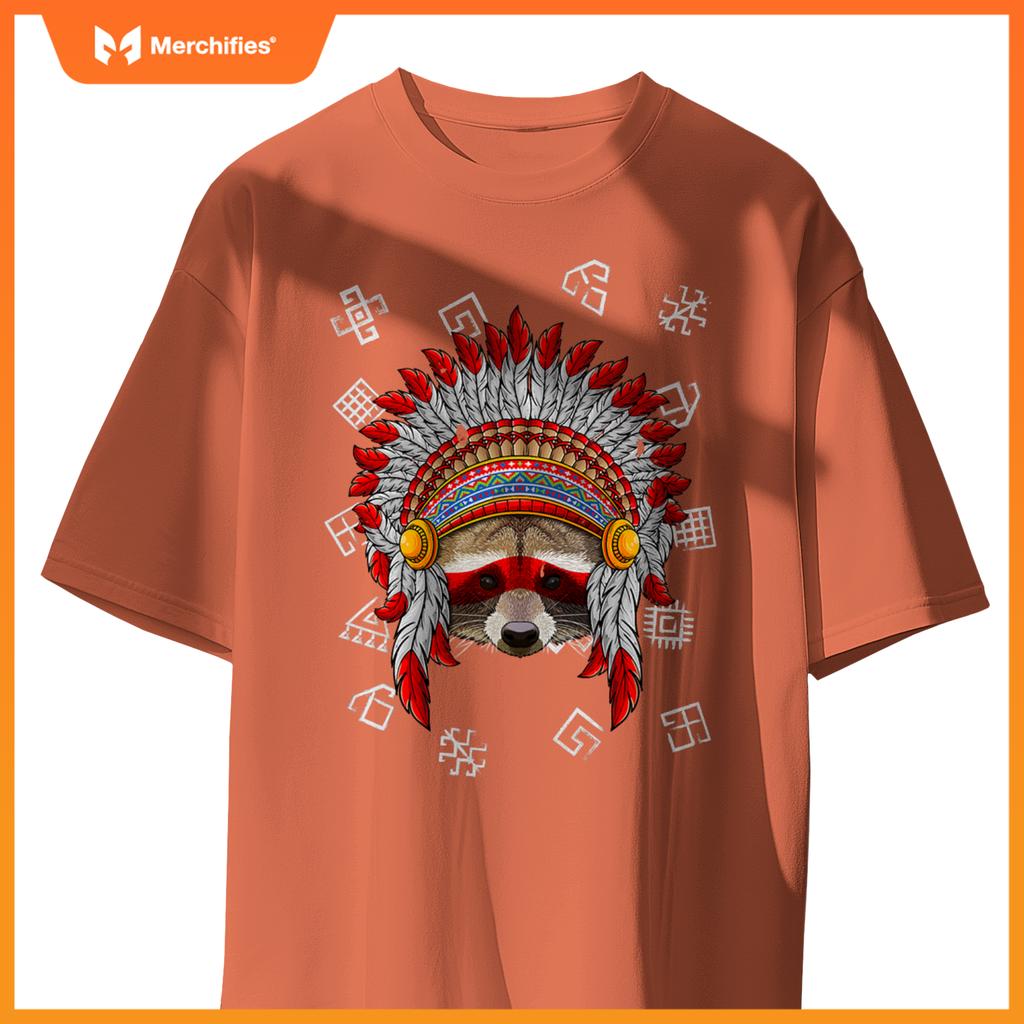Indigenous Raccoon Native American Indian Head T-Shirt