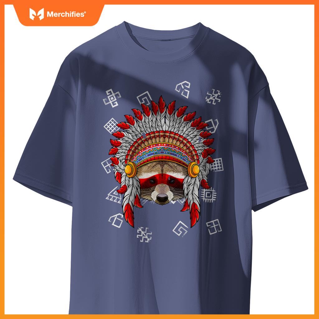 Indigenous Raccoon Native American Indian Head T-Shirt