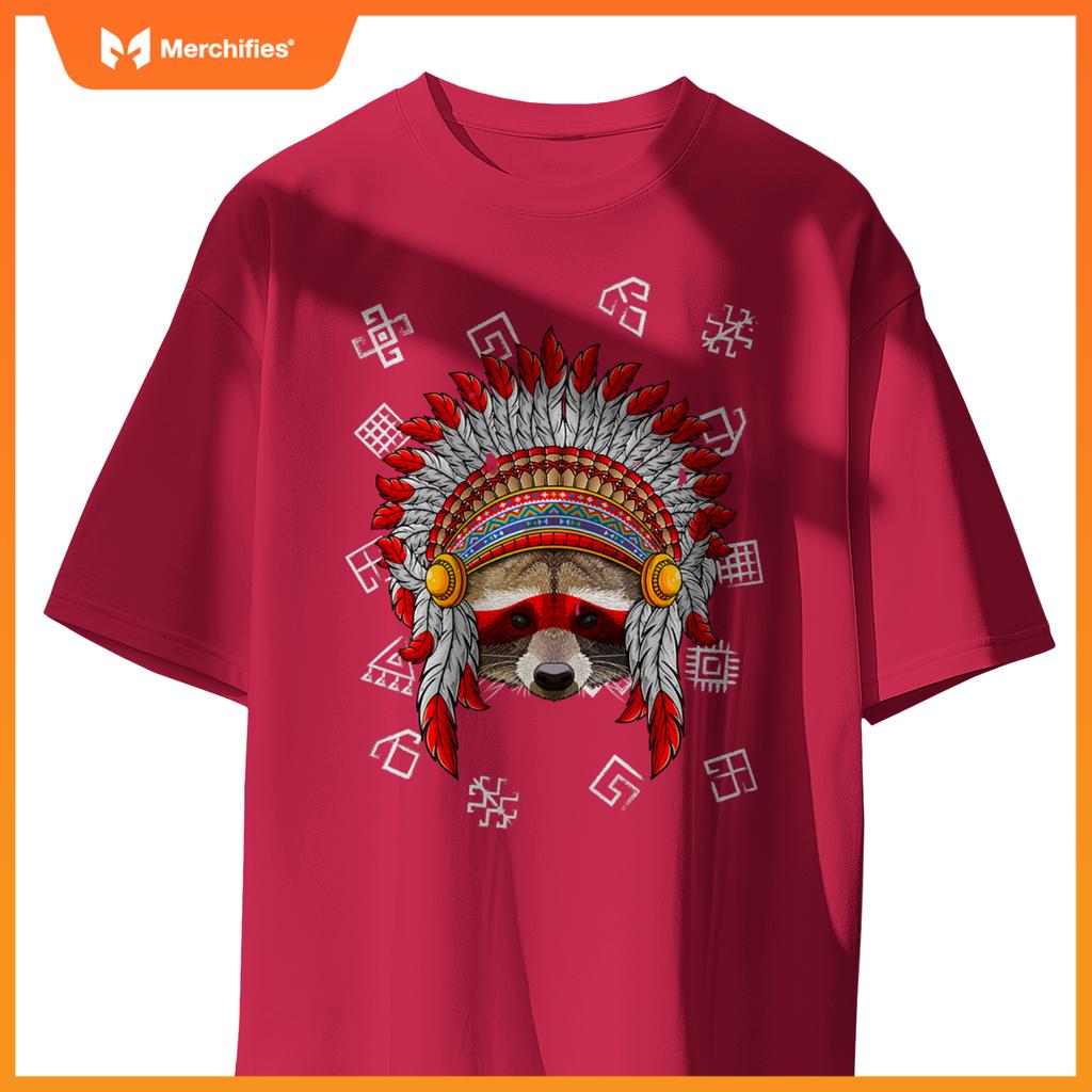 Indigenous Raccoon Native American Indian Head T-Shirt