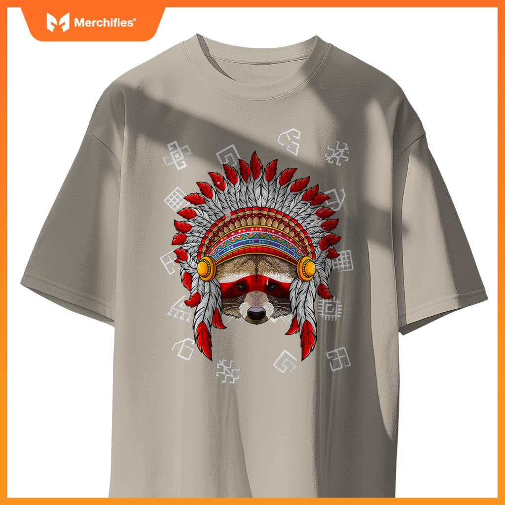 Indigenous Raccoon Native American Indian Head T-Shirt