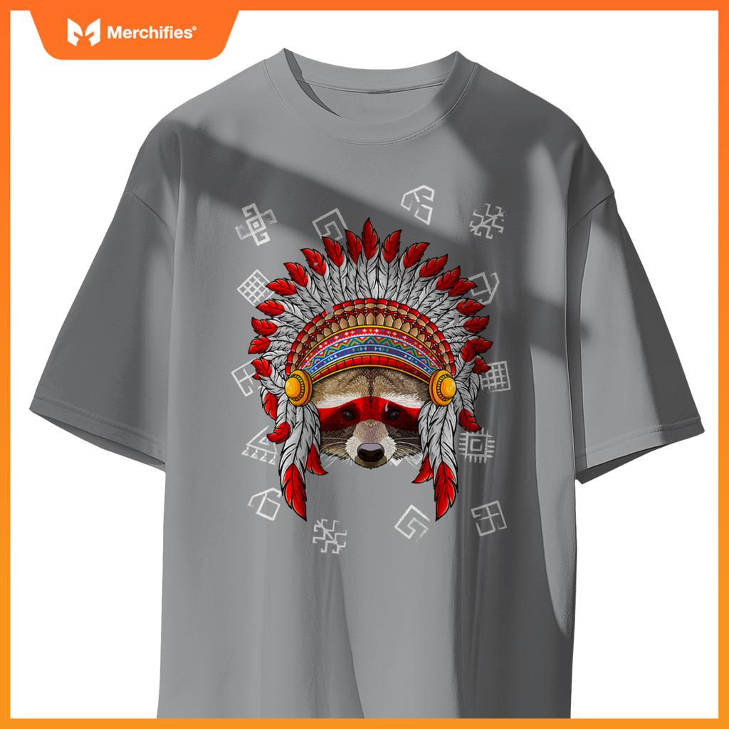 Indigenous Raccoon Native American Indian Head T-Shirt