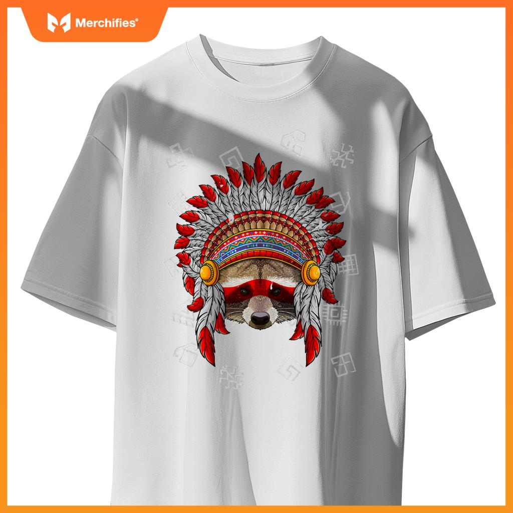 Indigenous Raccoon Native American Indian Head T-Shirt
