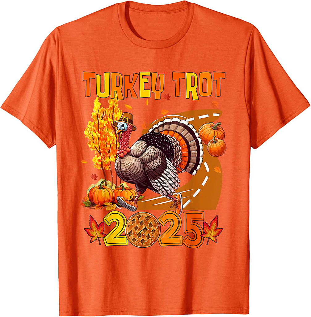 Turkey Trot 2025 Thanksgiving Autumn Turkey Running Runner T-Shirt
