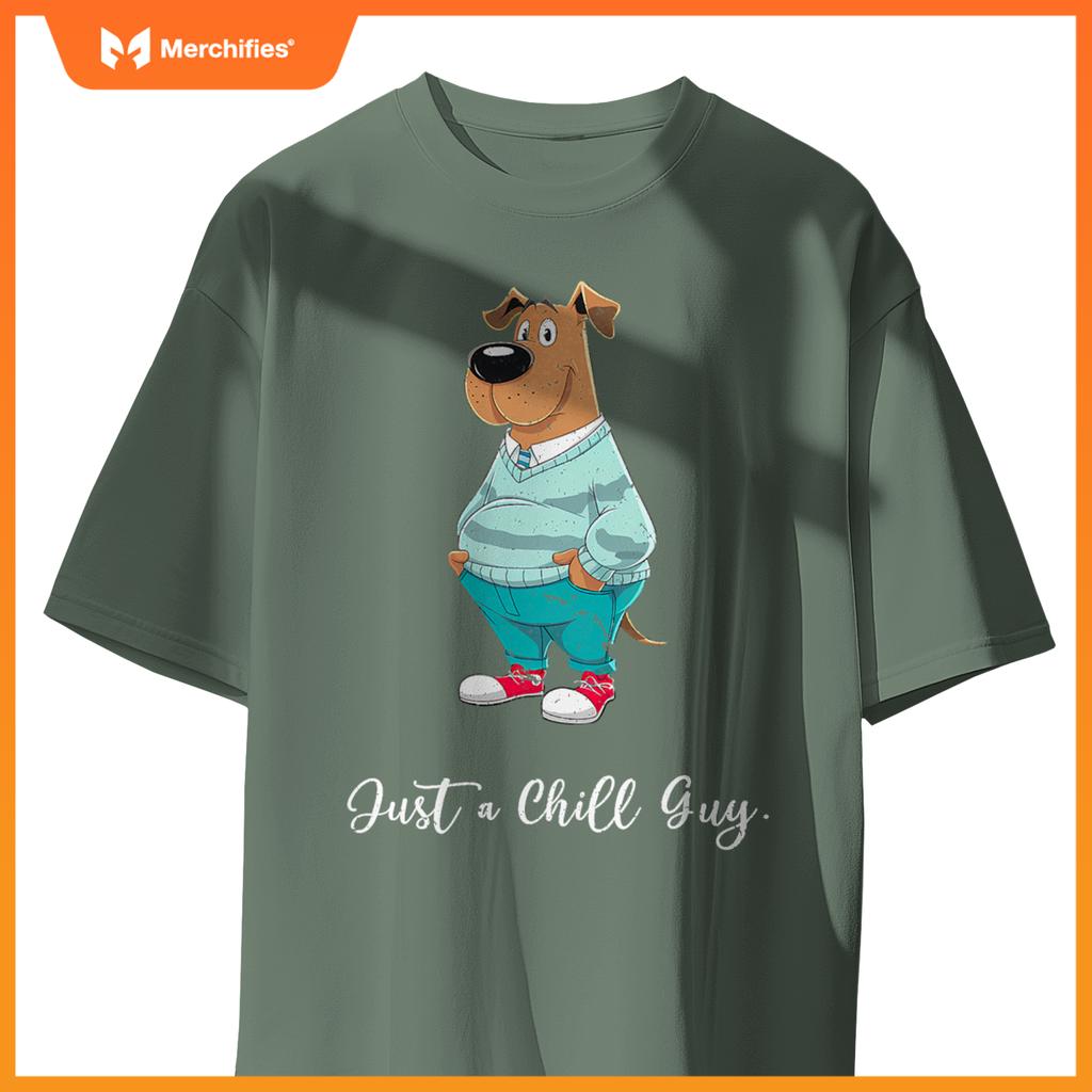 Just A Chill Guy  Cartoon Dog Design T-Shirt