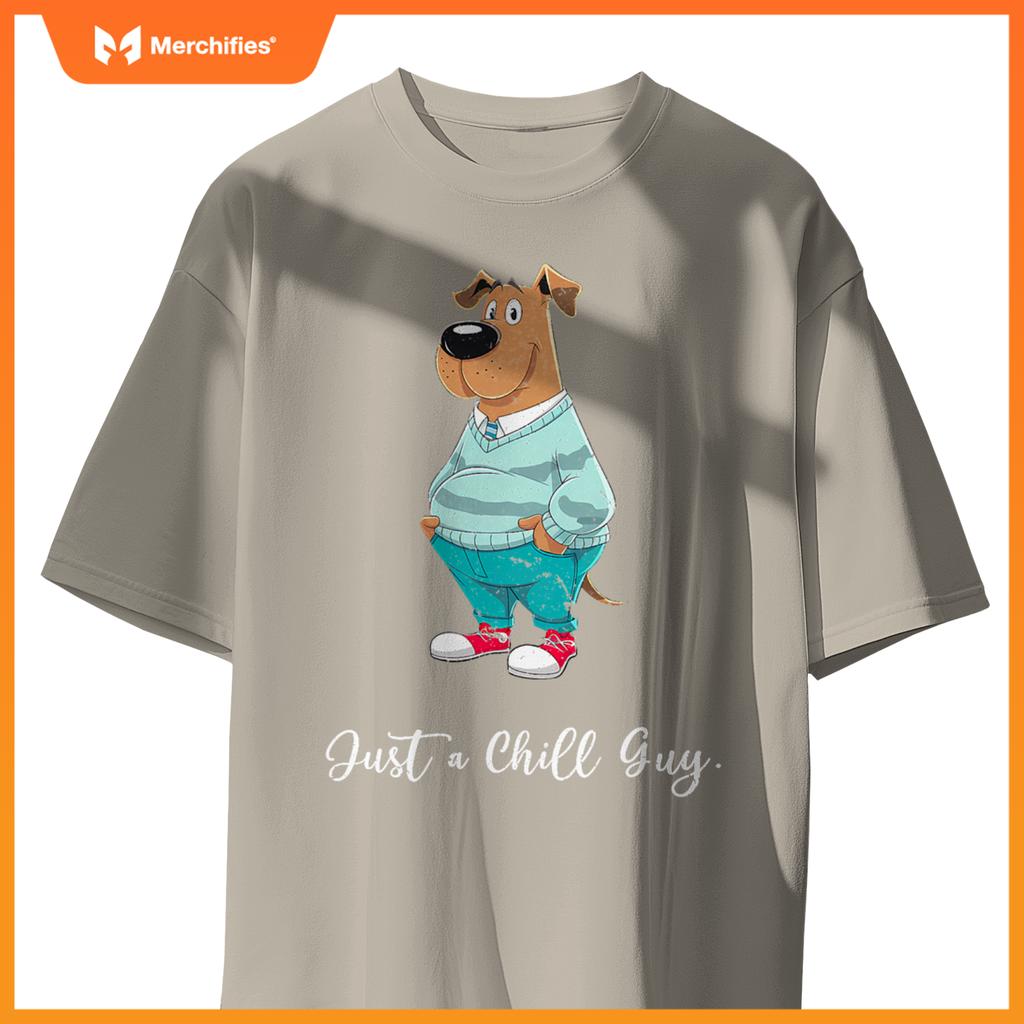 Just A Chill Guy  Cartoon Dog Design T-Shirt