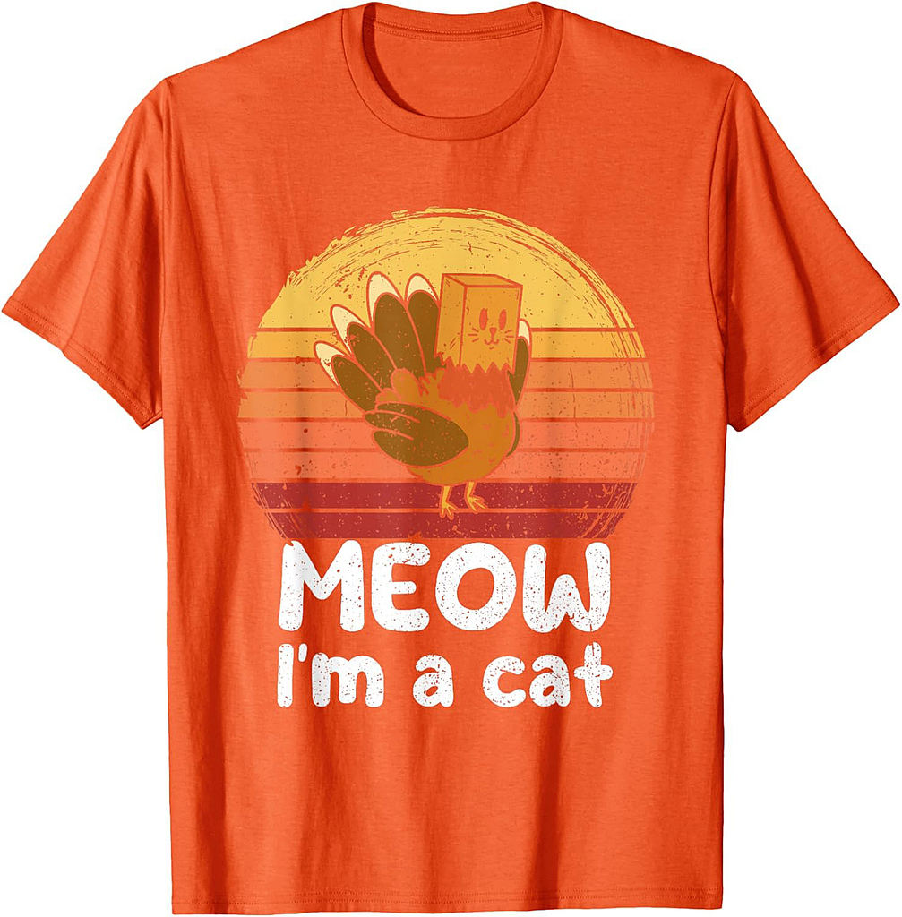 Turkey Meow I'm a Cat Thanksgiving Turkey Tradition T-Shirt