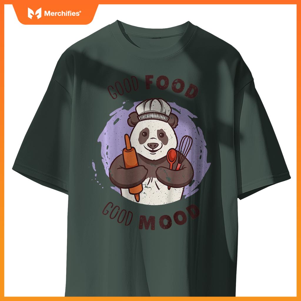Kids Good Food Quote Panda Cute Baker Baking Pasty Chef Graphic T-Shirt