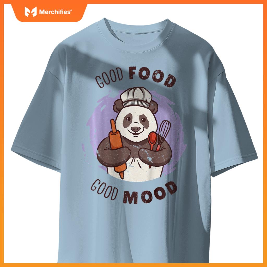 Kids Good Food Quote Panda Cute Baker Baking Pasty Chef Graphic T-Shirt