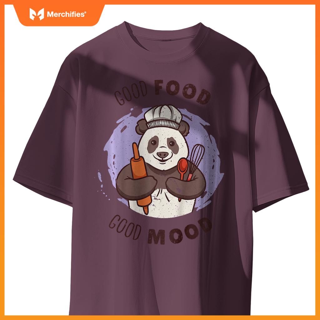 Kids Good Food Quote Panda Cute Baker Baking Pasty Chef Graphic T-Shirt