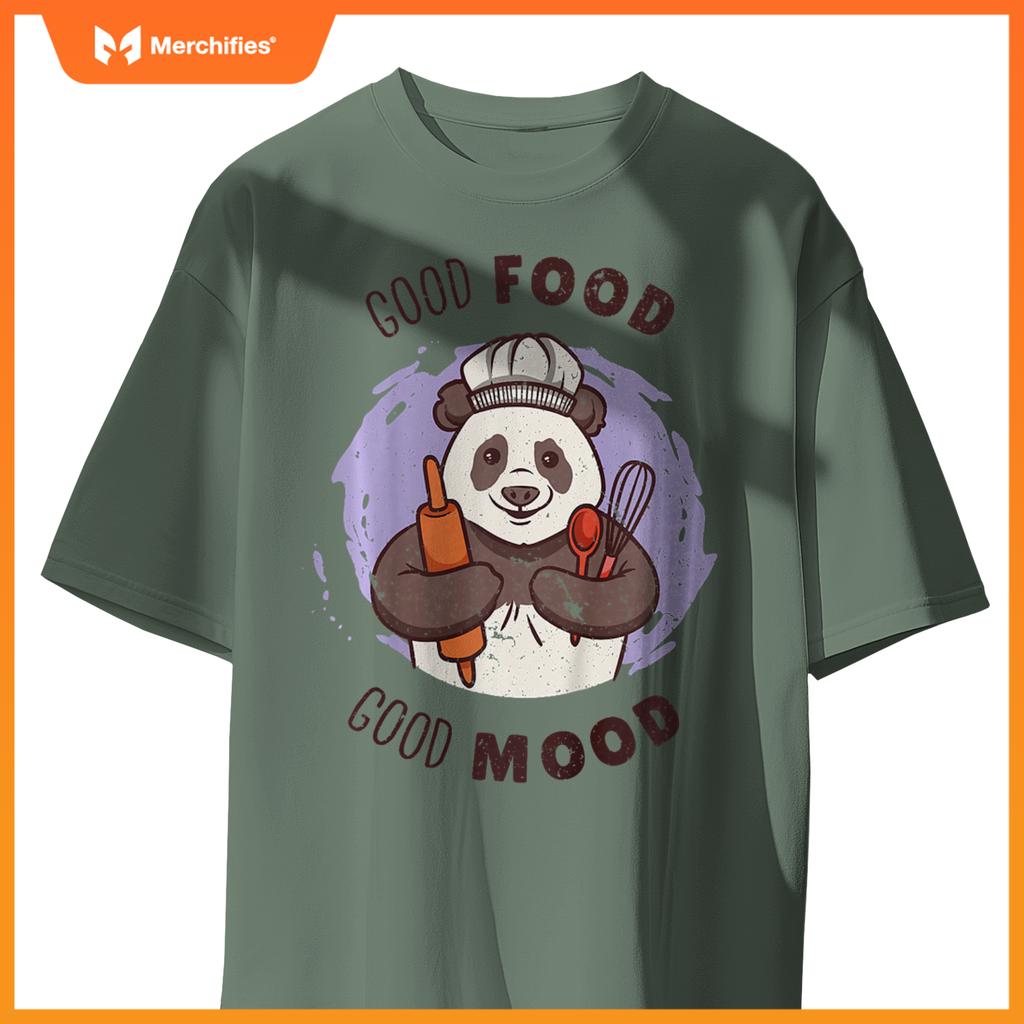 Kids Good Food Quote Panda Cute Baker Baking Pasty Chef Graphic T-Shirt