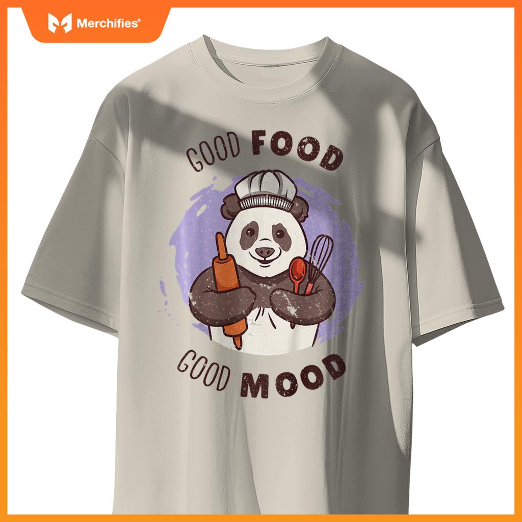 Kids Good Food Quote Panda Cute Baker Baking Pasty Chef Graphic T-Shirt