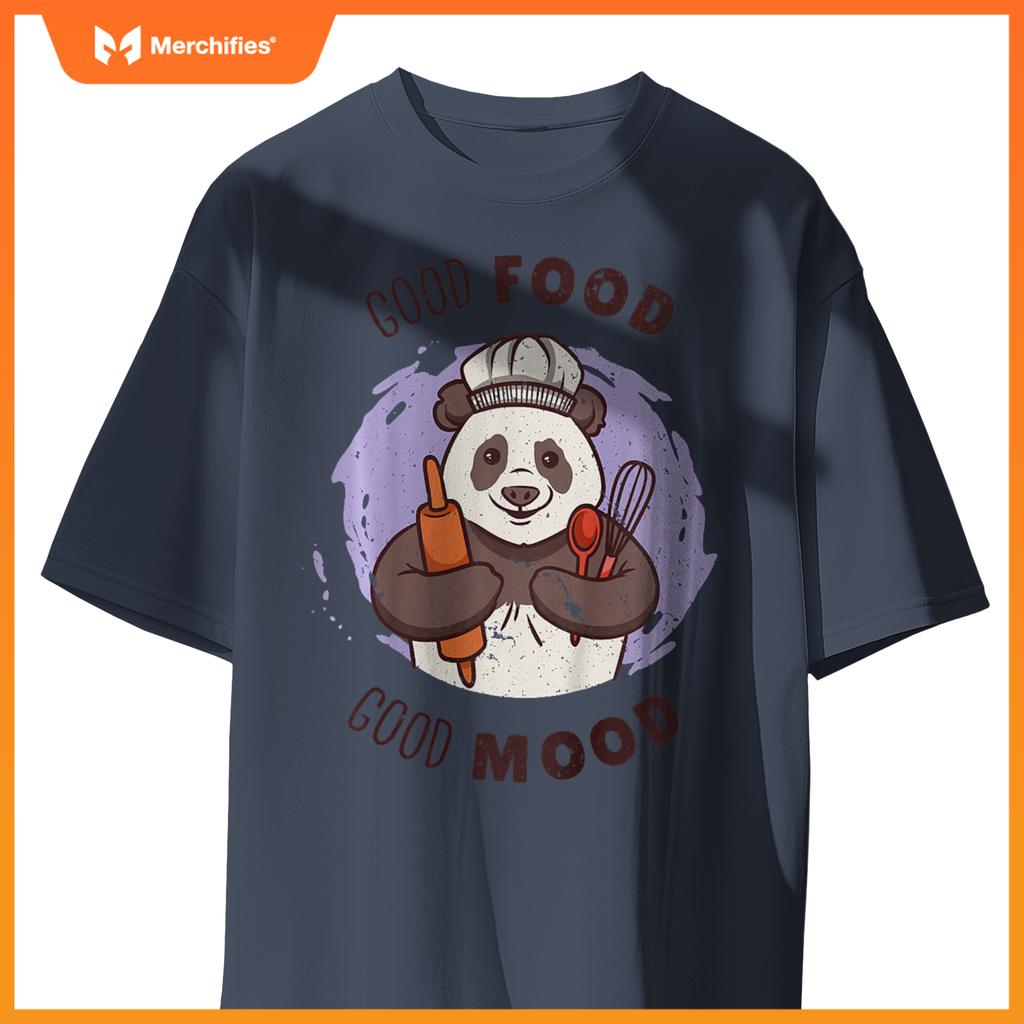 Kids Good Food Quote Panda Cute Baker Baking Pasty Chef Graphic T-Shirt