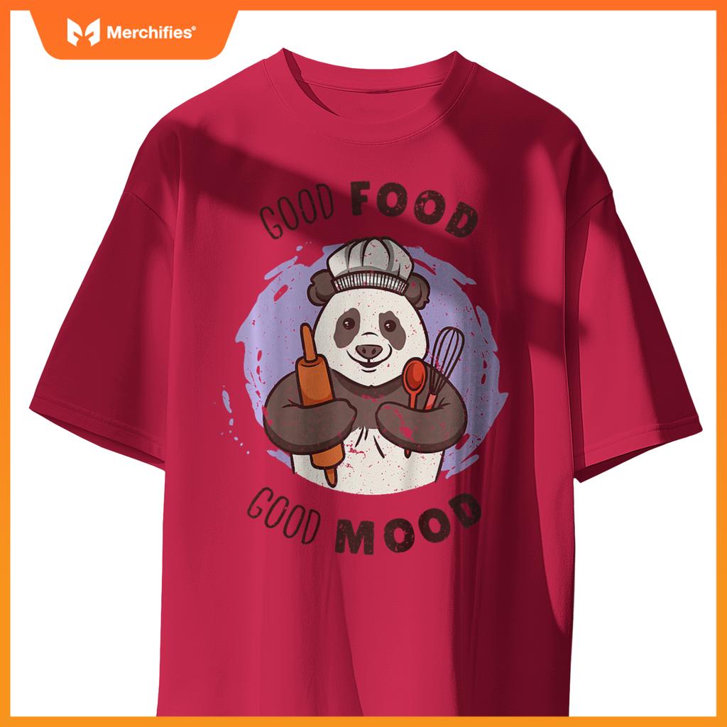 Kids Good Food Quote Panda Cute Baker Baking Pasty Chef Graphic T-Shirt