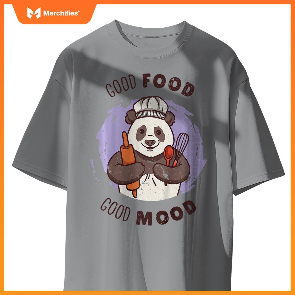 Kids Good Food Quote Panda Cute Baker Baking Pasty Chef Graphic T-Shirt