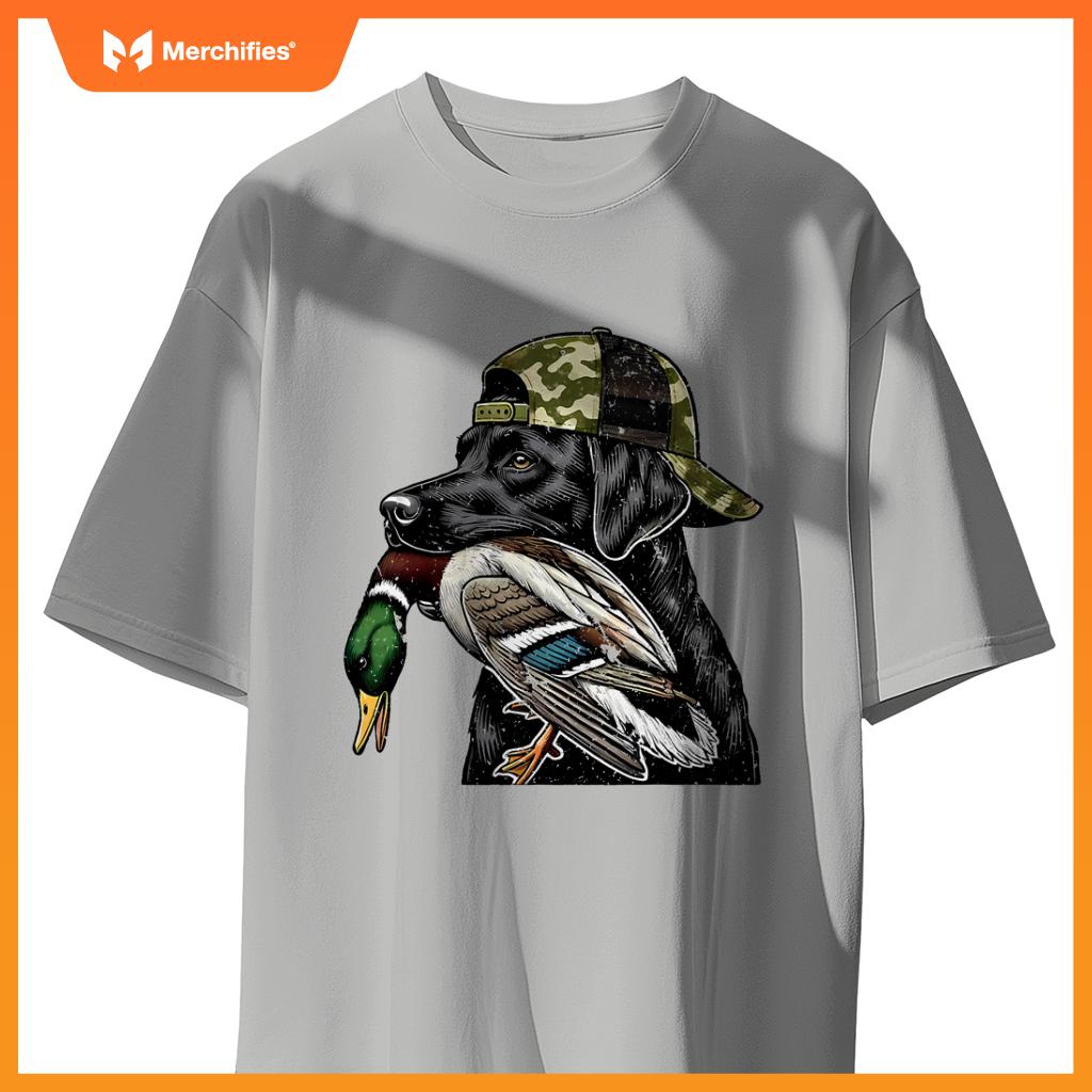 Labrador Hunting Dog With Duck Hello Hunting Season T-Shirt