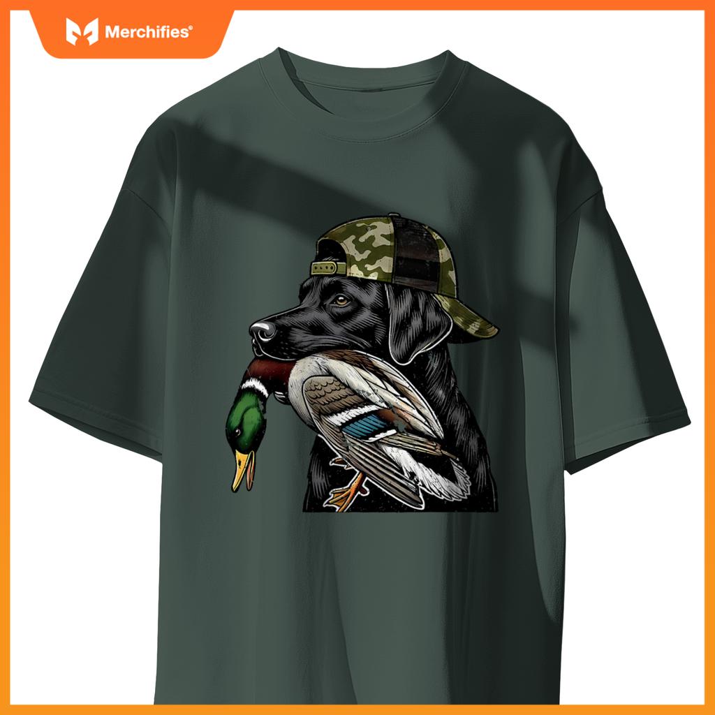 Labrador Hunting Dog With Duck Hello Hunting Season T-Shirt