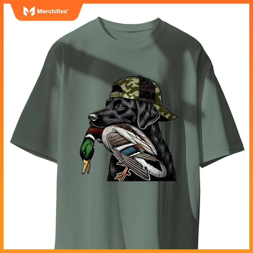 Labrador Hunting Dog With Duck Hello Hunting Season T-Shirt