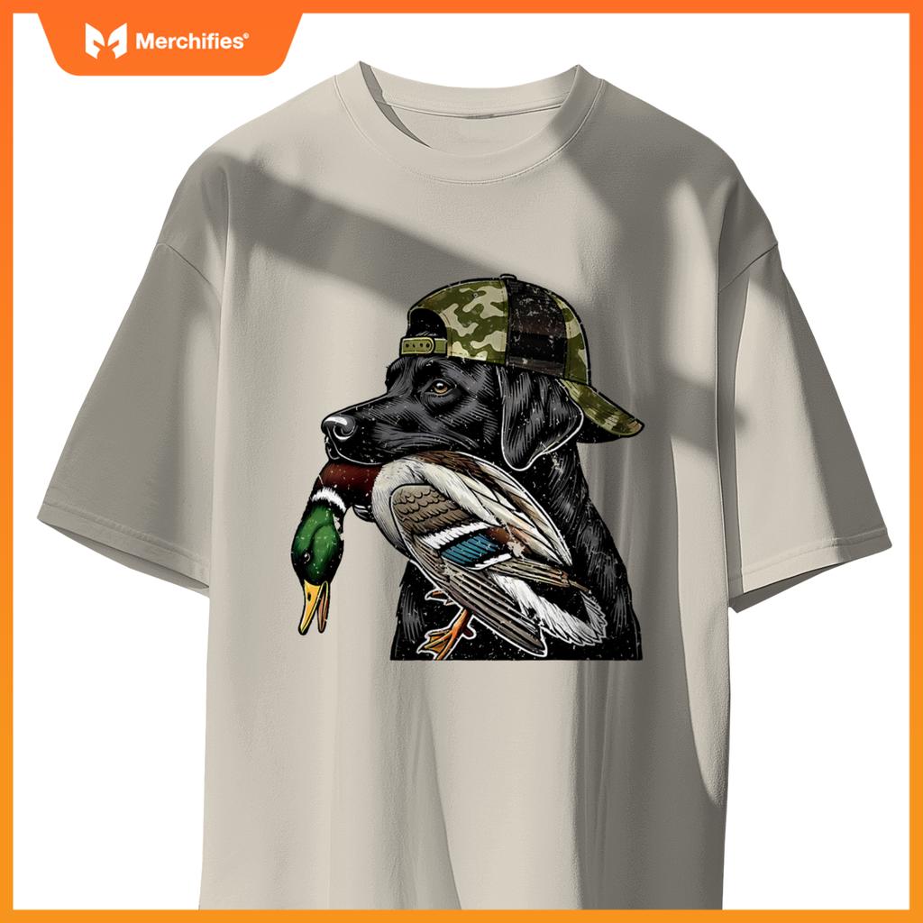 Labrador Hunting Dog With Duck Hello Hunting Season T-Shirt