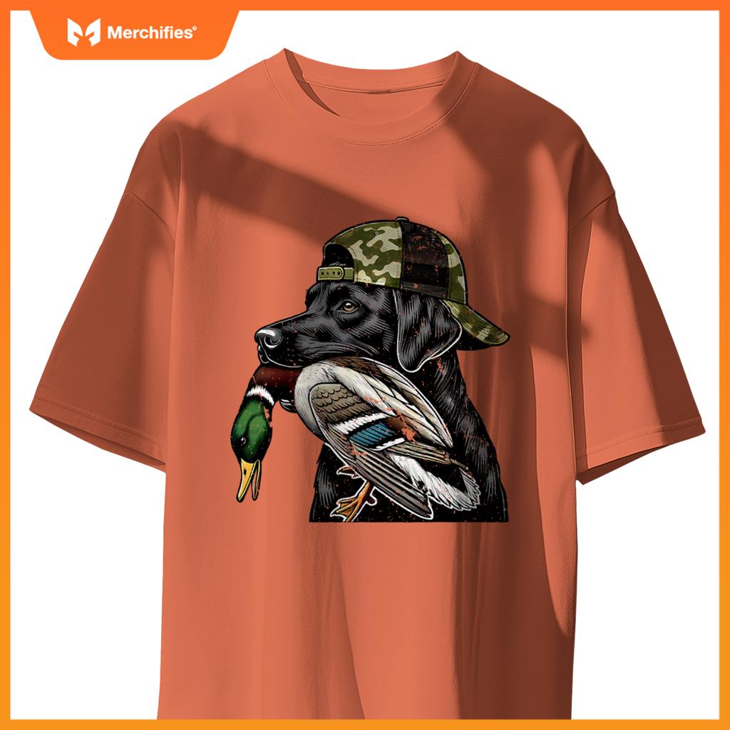Labrador Hunting Dog With Duck Hello Hunting Season T-Shirt