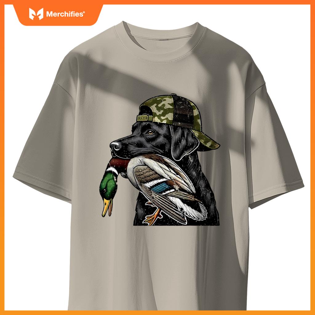 Labrador Hunting Dog With Duck Hello Hunting Season T-Shirt